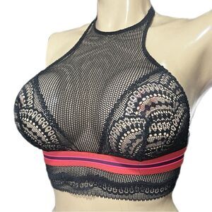 Victorias Secret very sexy High Neck sheer lace bralette bra black
